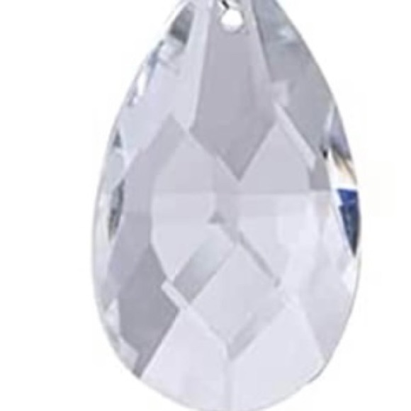 HANDCRAFTED Soldered Clear Crystal Tear Drop Pendant on Gunmetal Chain - Picture 7 of 10